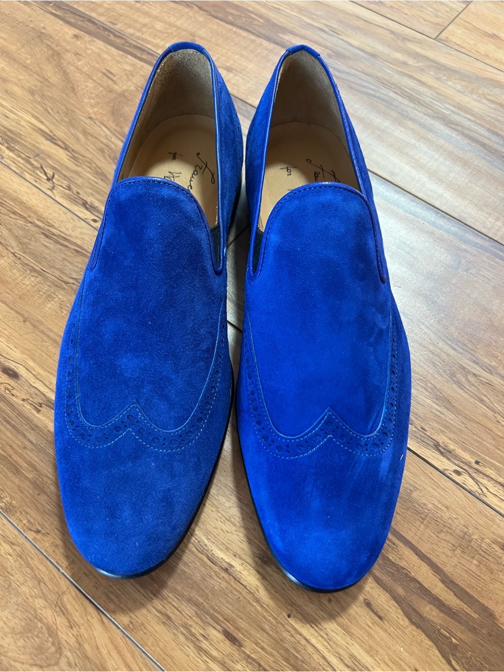 Men's Suede Slip-On Loafers in Bright Blue